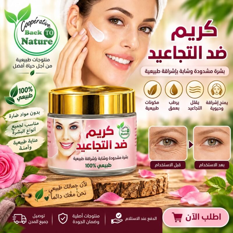 كريم ضد التجاعيد الطبيعي – ترطيب وإشراقة لبشرة أكثر نعومة 🌿